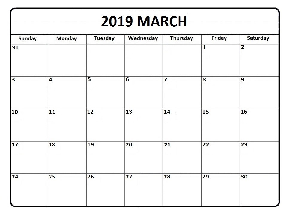 march 2019 calendar