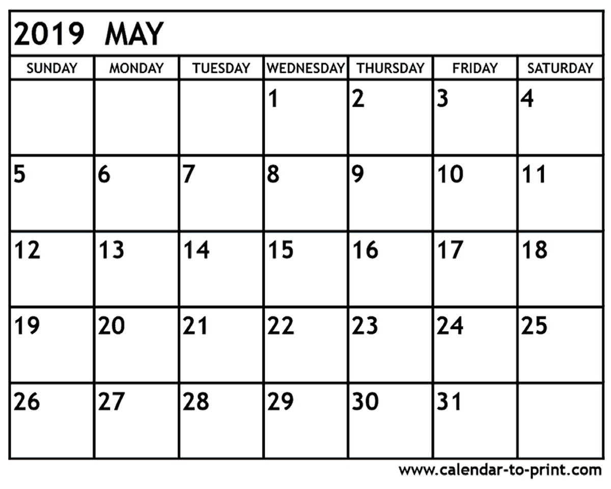 May 2019 Calendar with Holidays Printable May 2019 Calendar