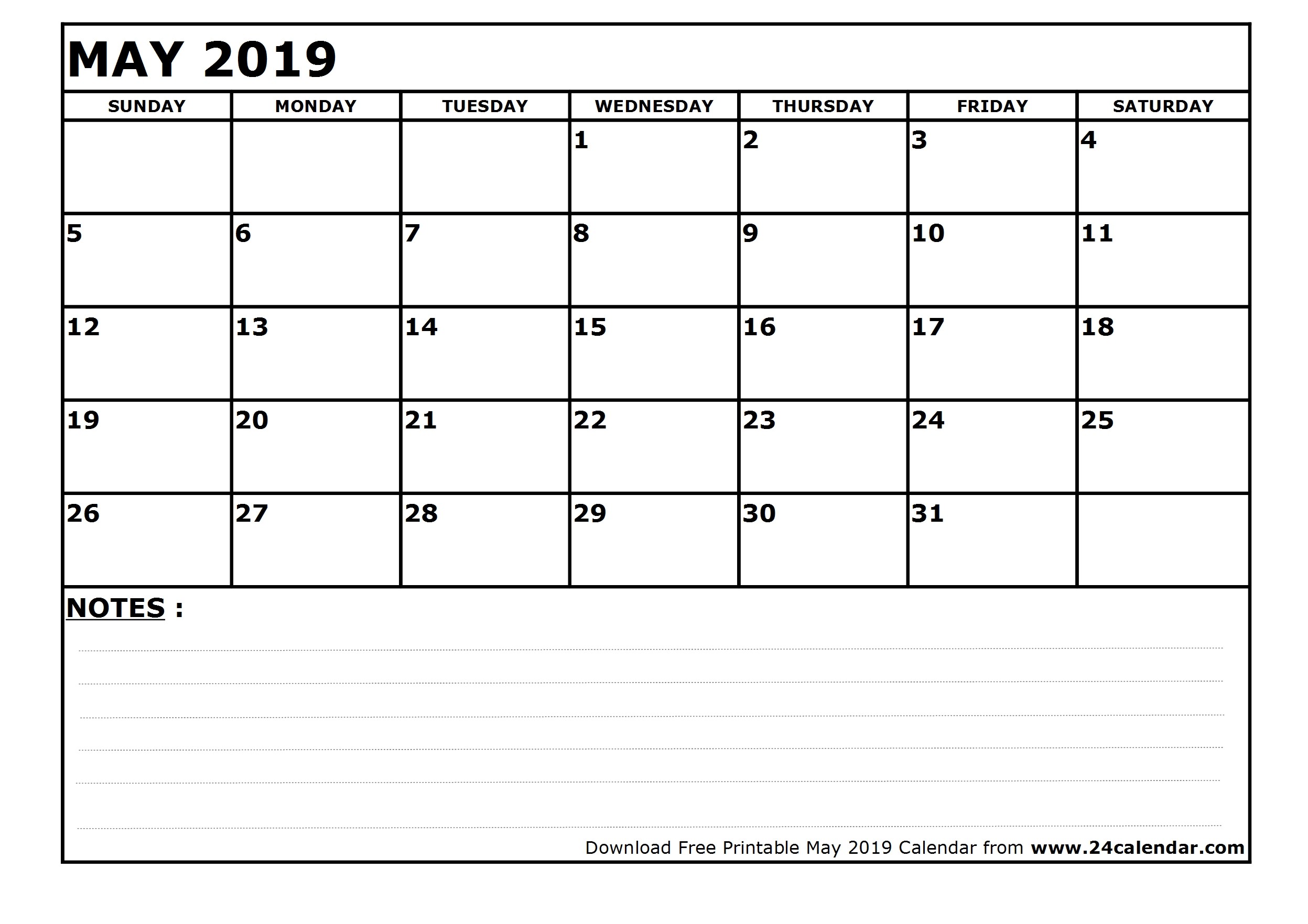 may 2019 calendar printable