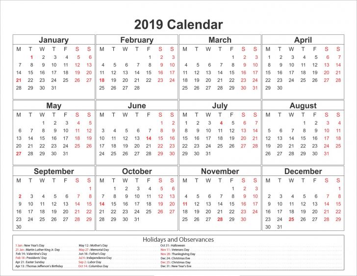 Fresh Microsoft Printable Calendar 2019 | Free Printable Calendar Monthly