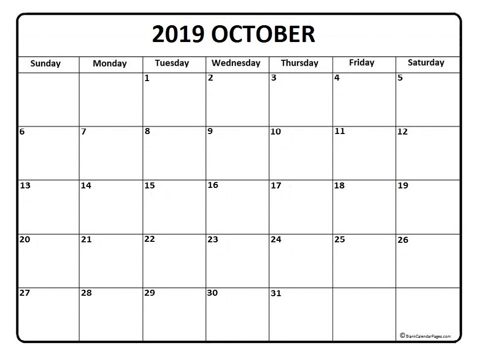 CAL=October 2019 calendar