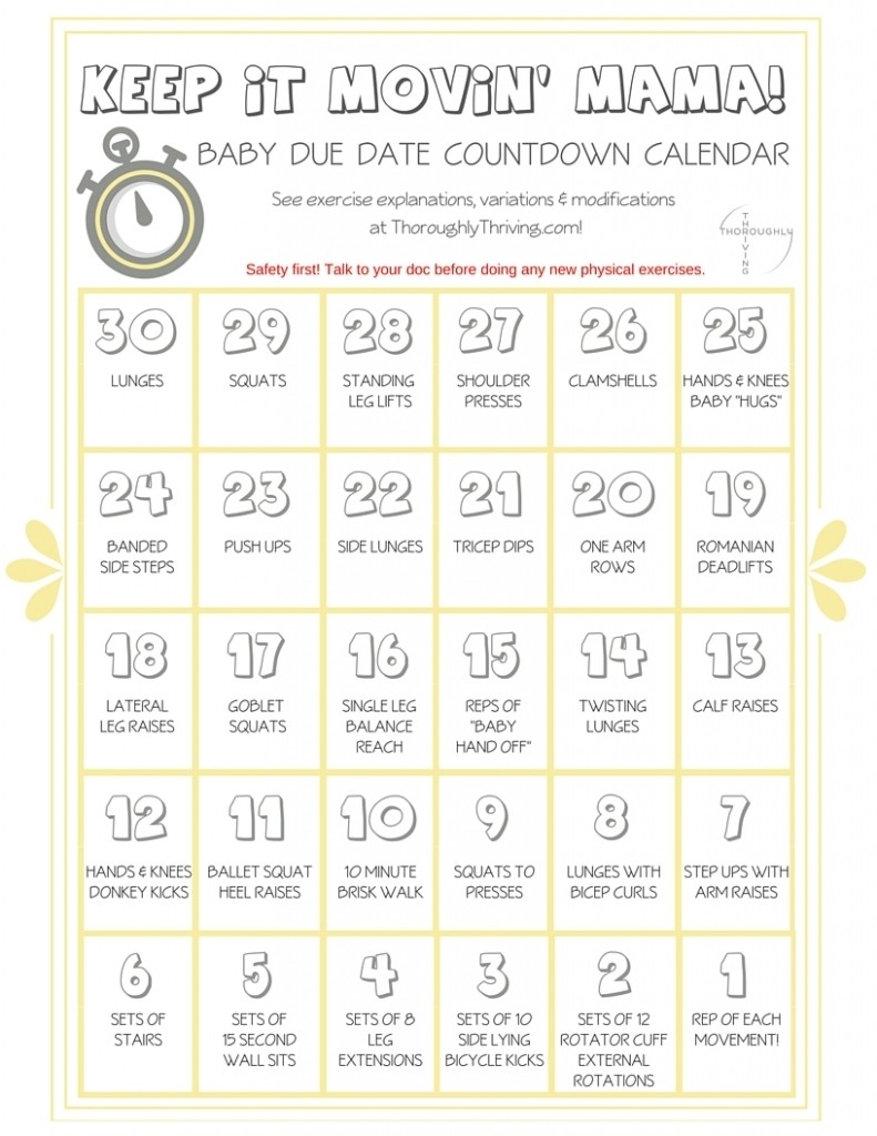 Pregnancy Countdown Calendar Printable Baby Countdown Calendar Printable