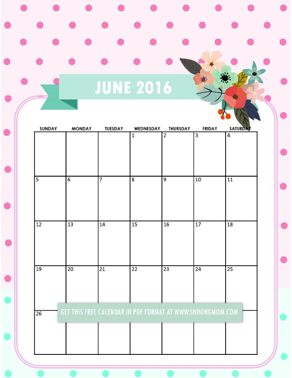 Pretty Printable Calendars Pretty Printable Calendars for June