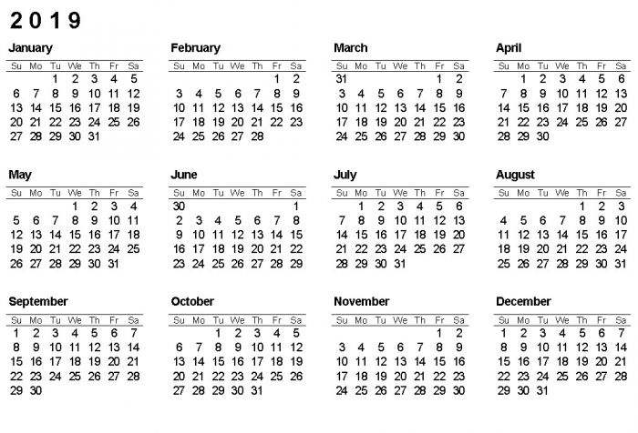 New Printable 2019 Calendar Yearly | Free Printable Calendar Monthly