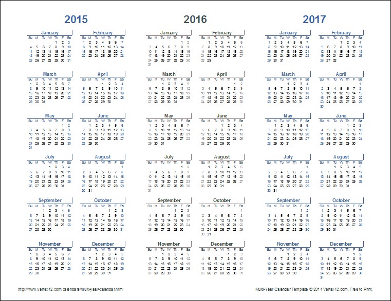 3 year calendar