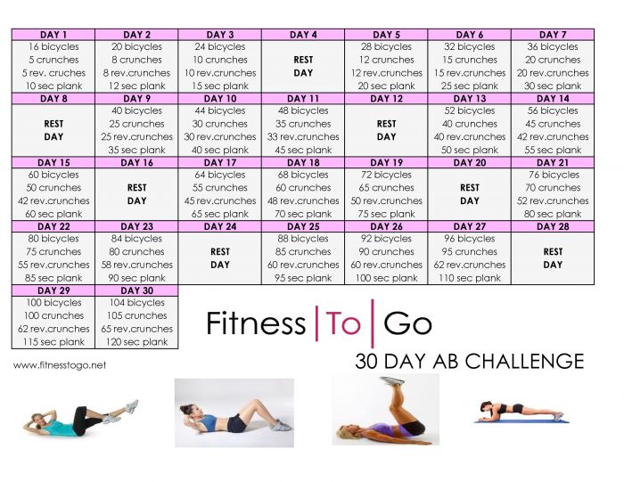 Printable 30 Day Ab Challenge Calendar 30 Day Abs Challenge Printable ...