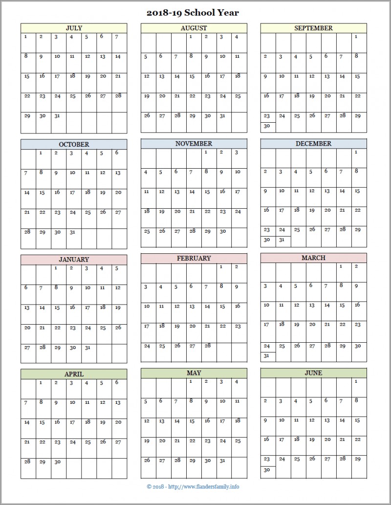 Printable Academic Calendar 2019-18 Academic Calendars for 2018 19 School Year Free Printable