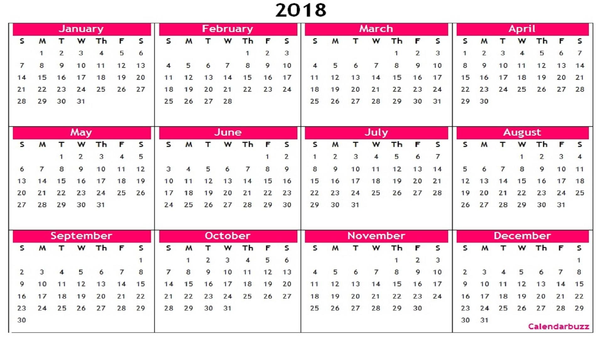 Printable Annual Calendar