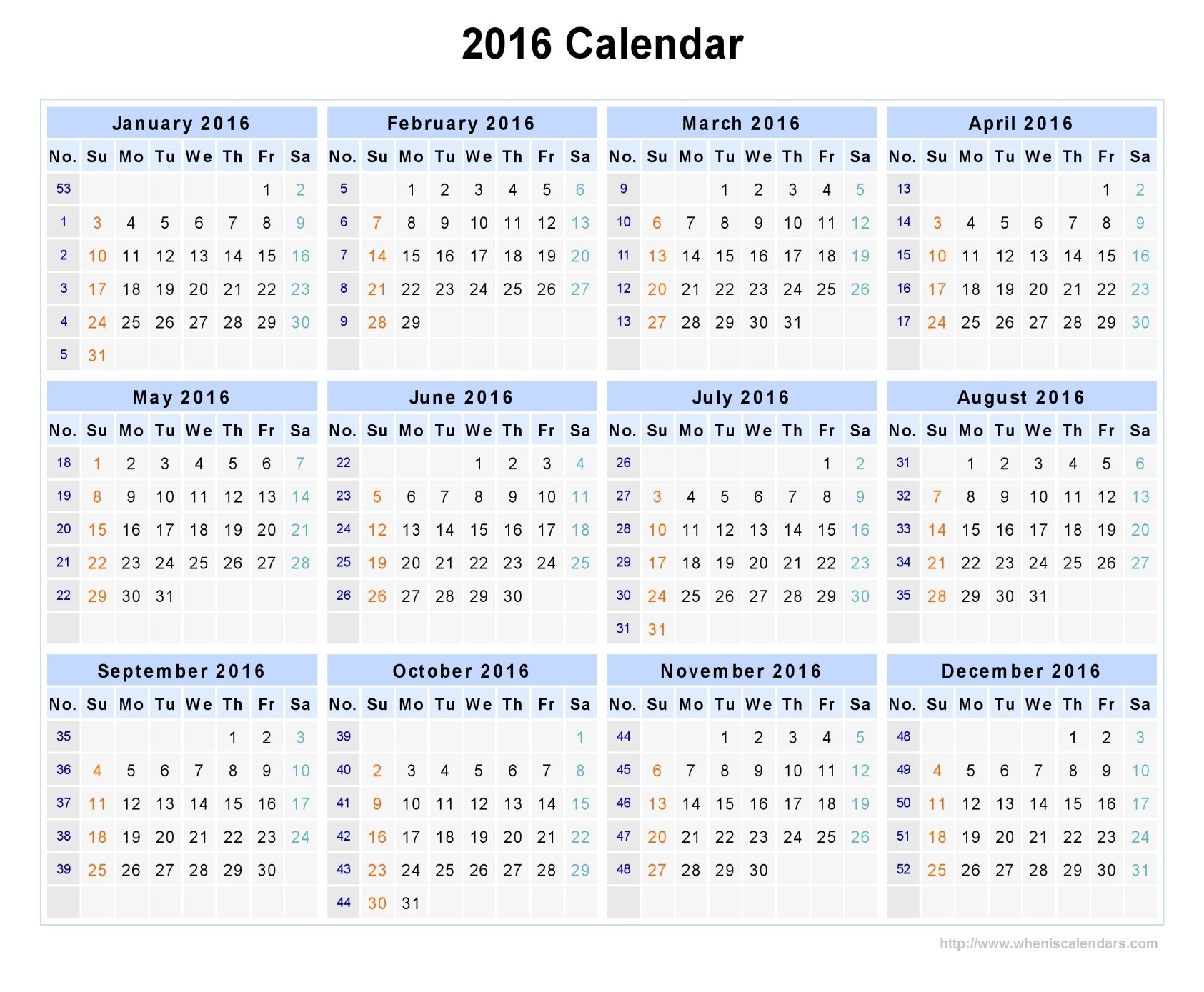 Printable Calendar by Week Weekly Calendar 2016