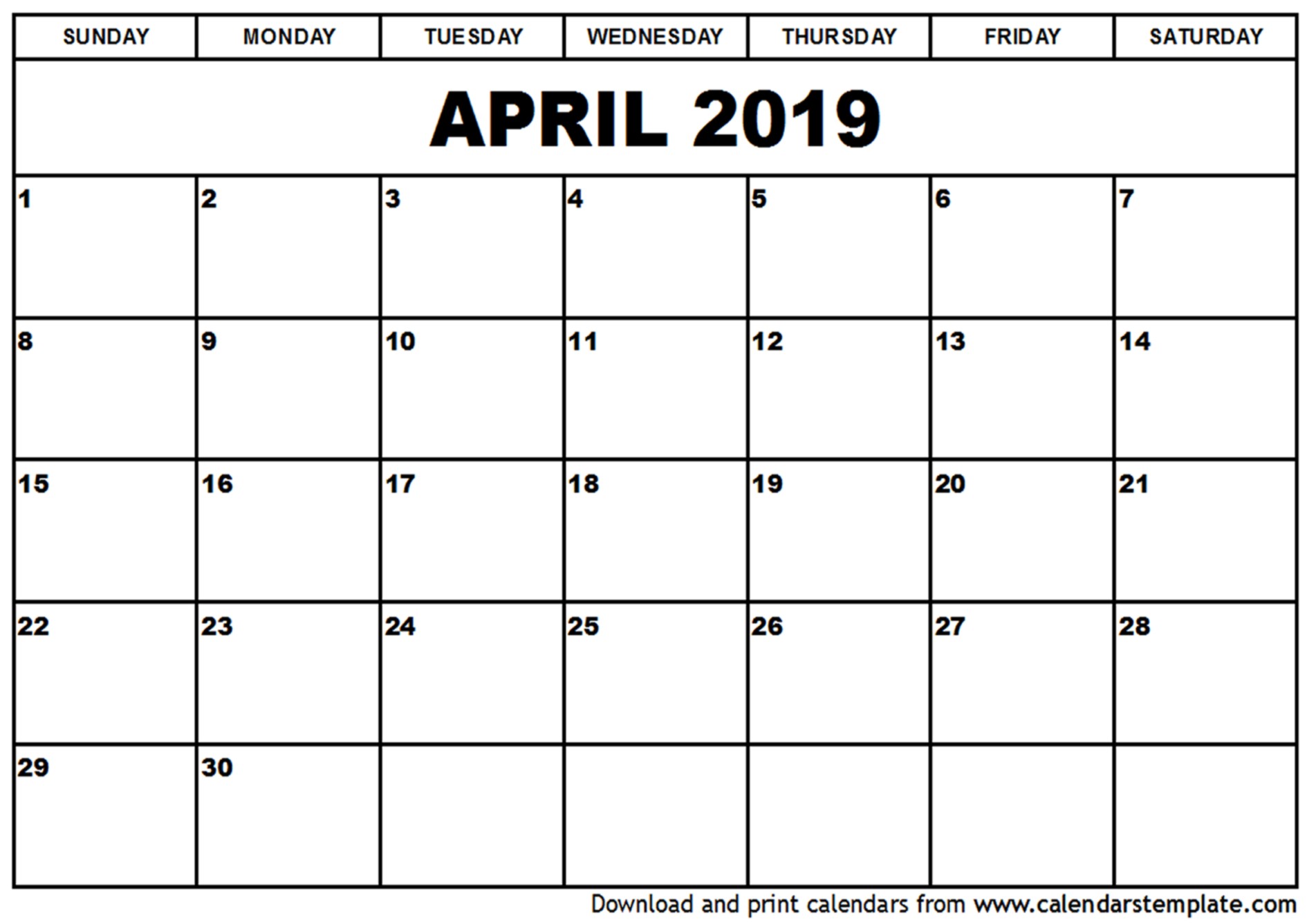 april 2019 calendar template 1749