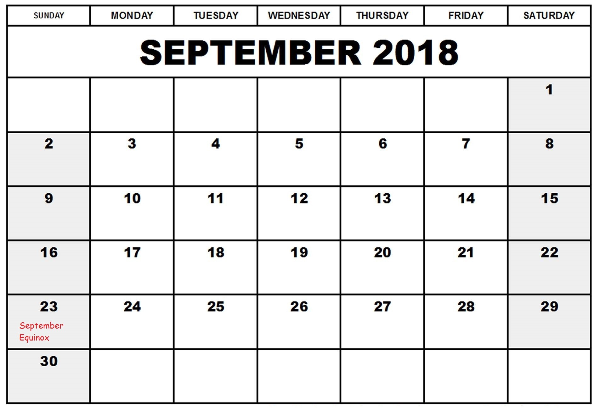 free september 2018 calendar printable template us canada uk europe