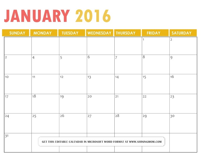 microsoft office january calendar template