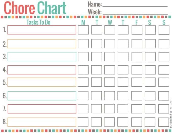 Printable Chore Calendar Free Printable Chore Charts for Kids and More