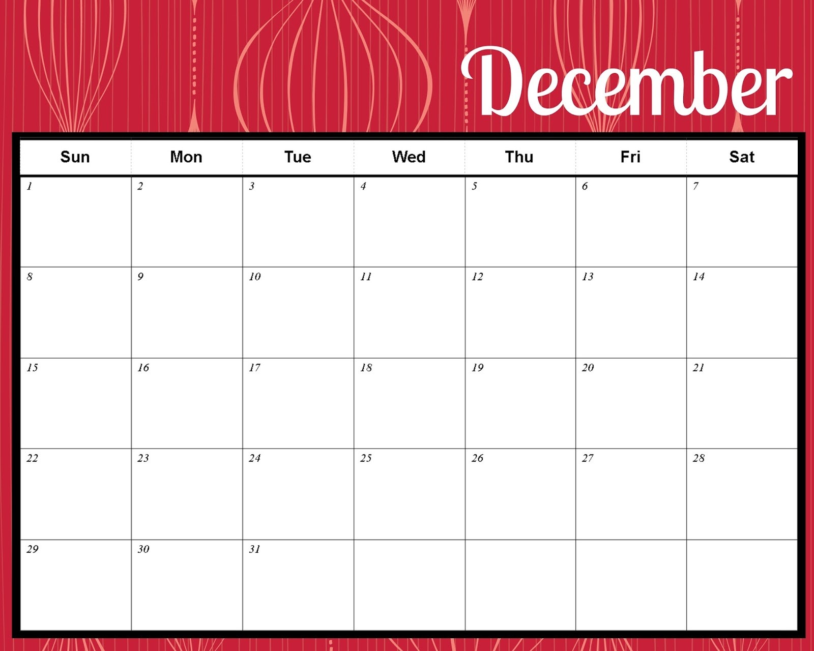 Printable Christmas Calendar Christmas themed Calendar December 2014