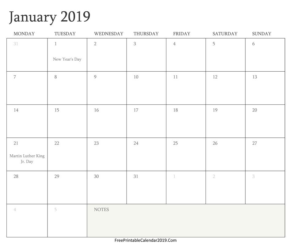 New Printable Editable Calendar 2019 | Free Printable Calendar Monthly