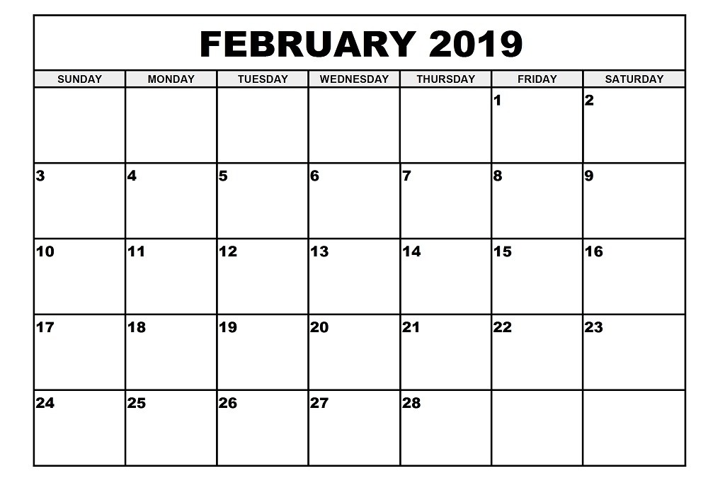 february 2019 calendar