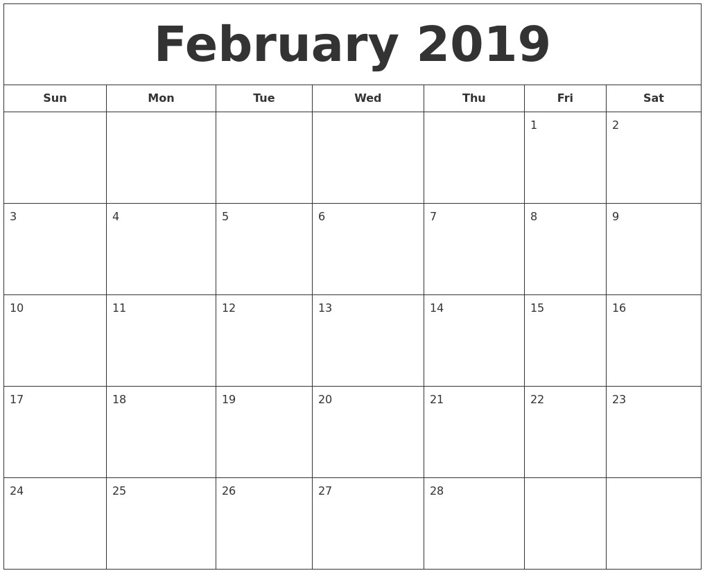 january 2019 calendar