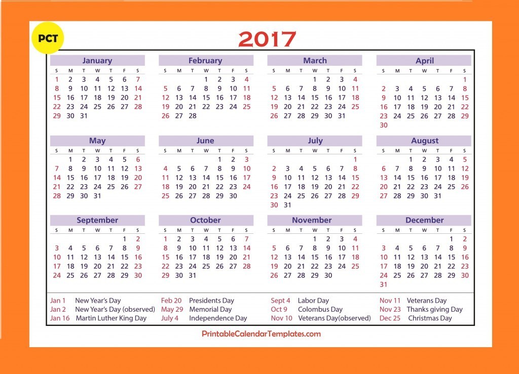 Printable Free Calendars Free Printable Calendar 2017