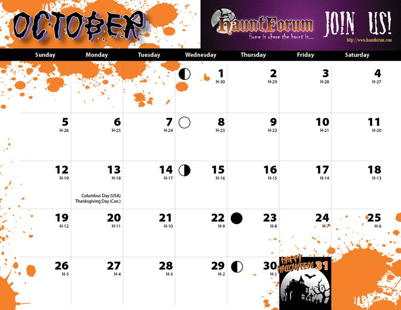 Printable Halloween Calendar Content Copyright © 2014 All Rights Reserved Layout