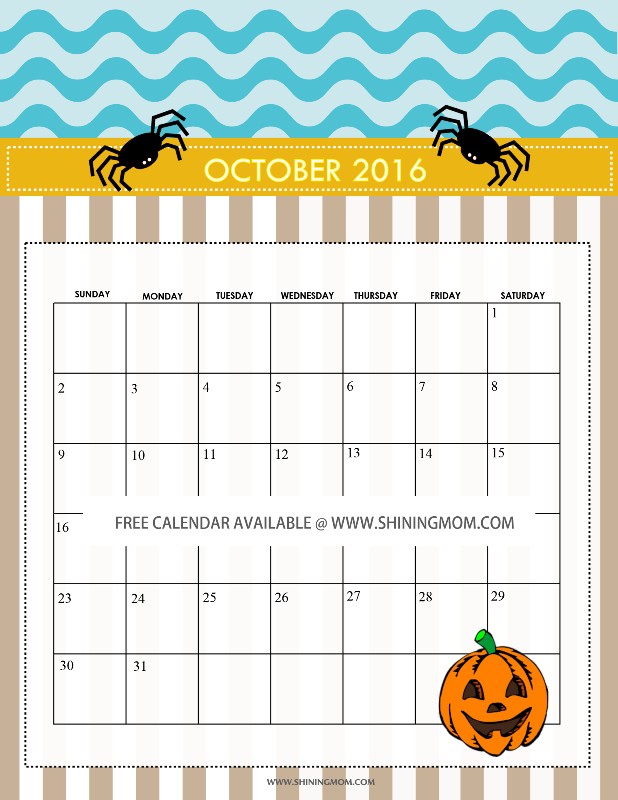 free calendars for october halloween designs