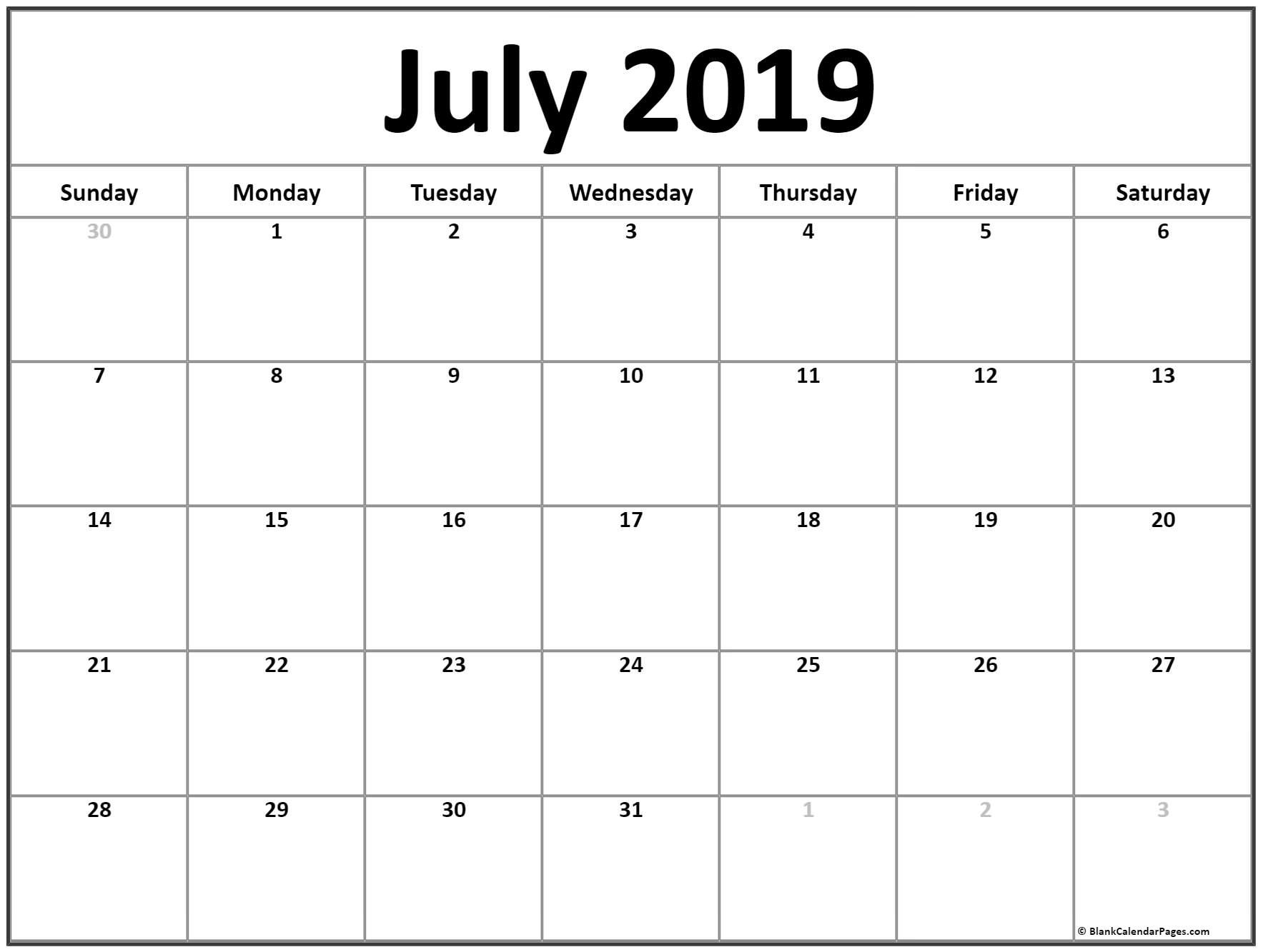 Awesome Printable July 2019 Calendar | Free Printable Calendar Monthly