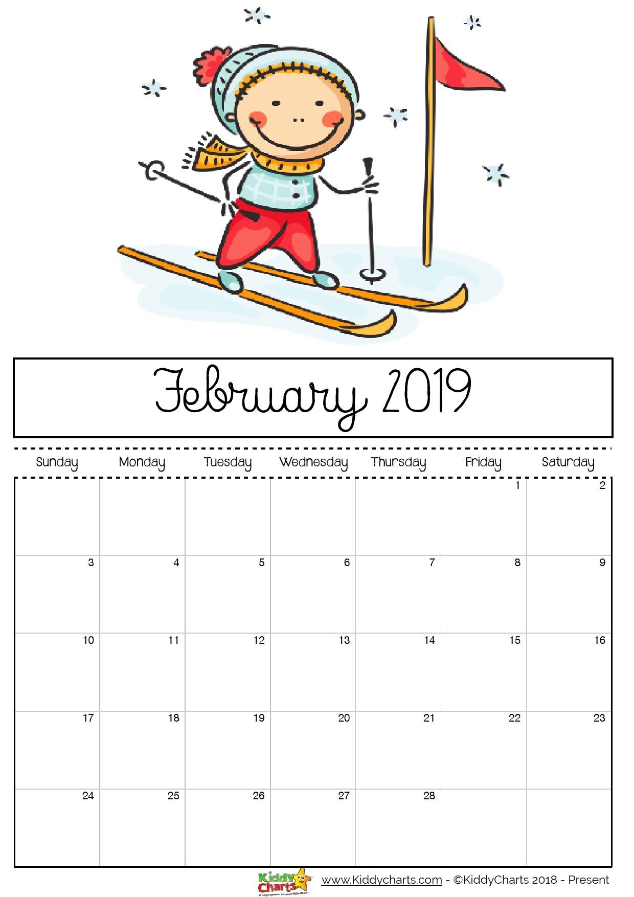 Printable Kids Calendar 2019 Free Printable 2019 Calendar for Kids