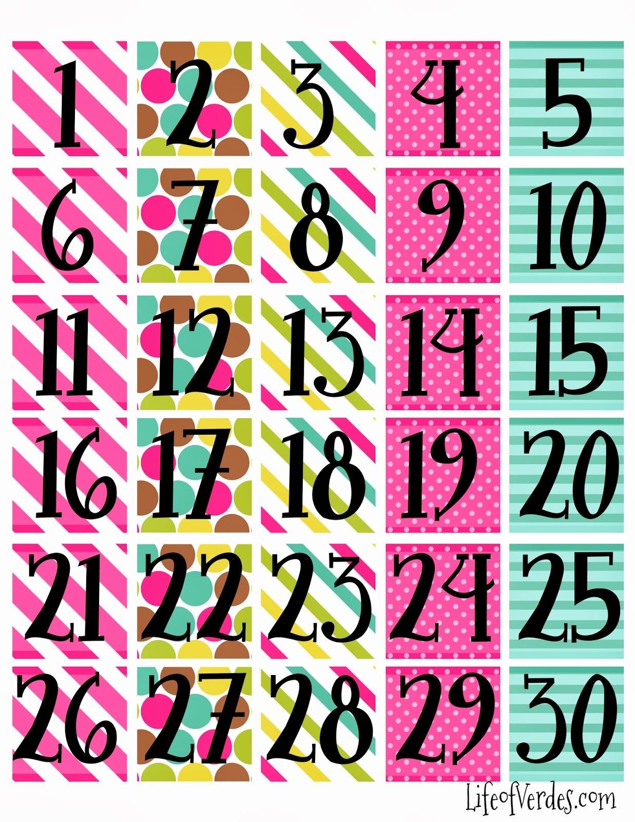 best of printable numbers for calendar free printable