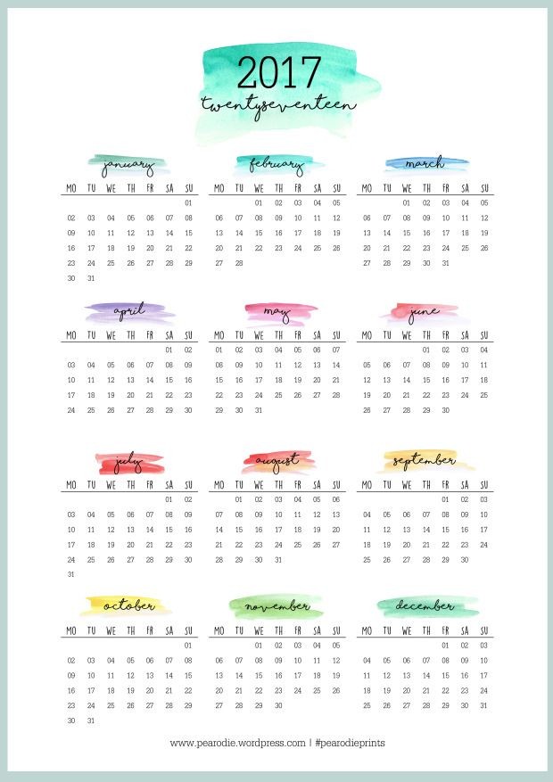 2017 calendar printable