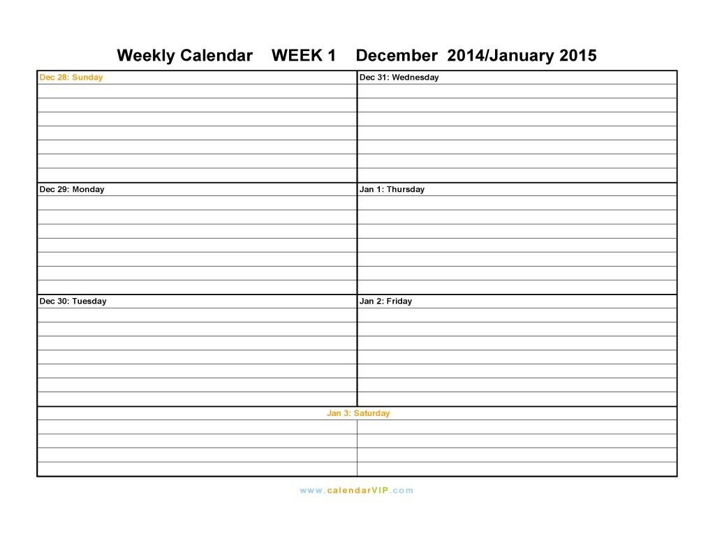 Printable Weekly Calendar Printable Weekly Calendars