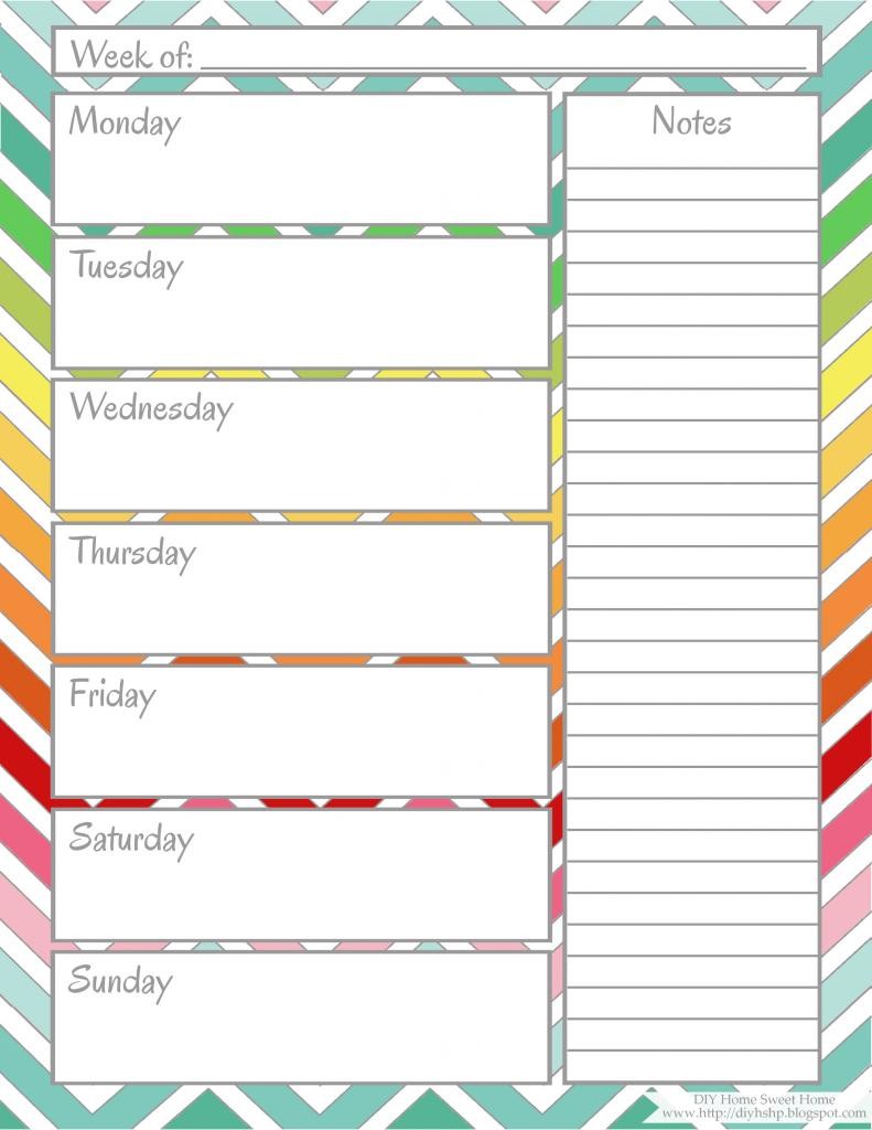 post cute printable weekly calendar sheets