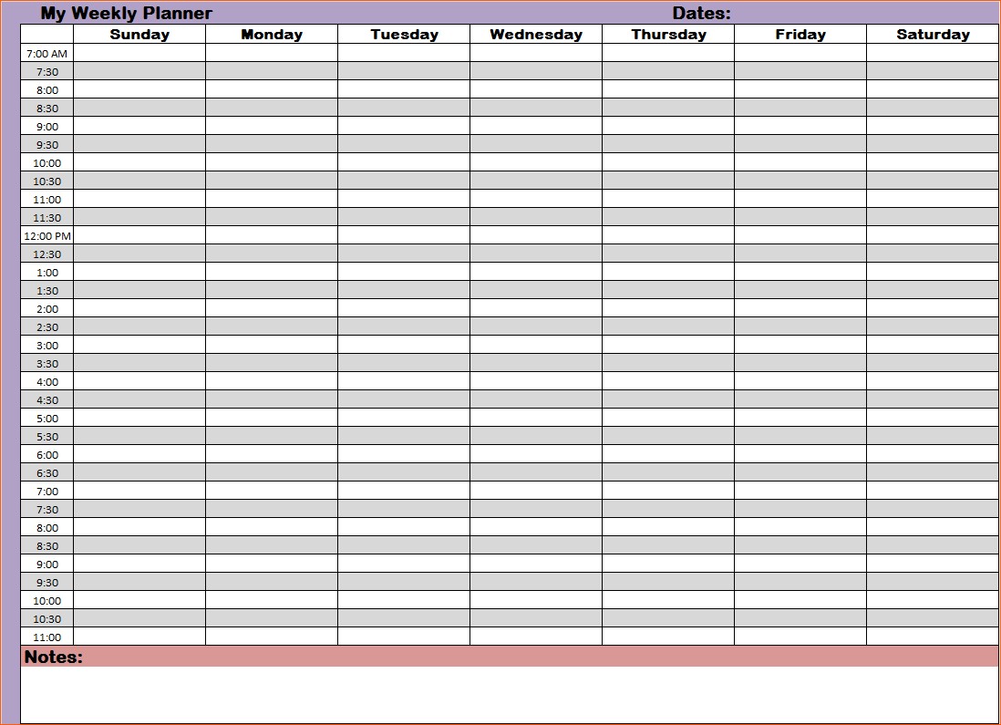 Printable Weekly Schedule With Hours Monday To Friday Weekly Calendar 