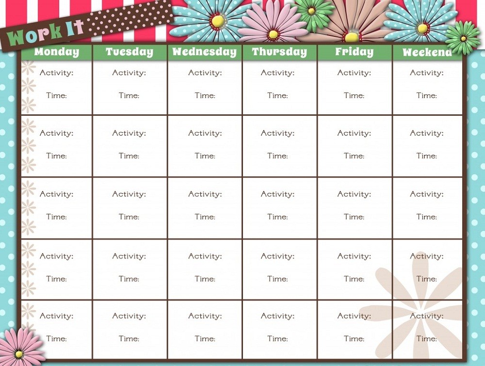 Printable Workout Calendar Template Printable Workout Calendar