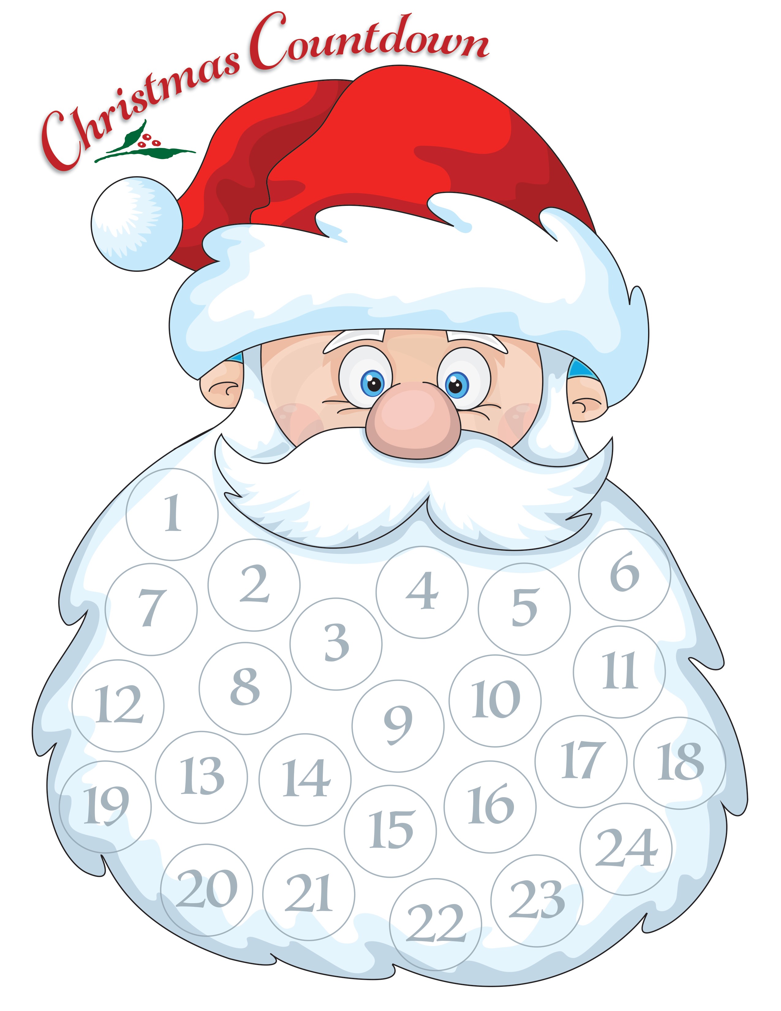 New Santa Beard Advent Calendar Printable Free Printable Calendar Monthly