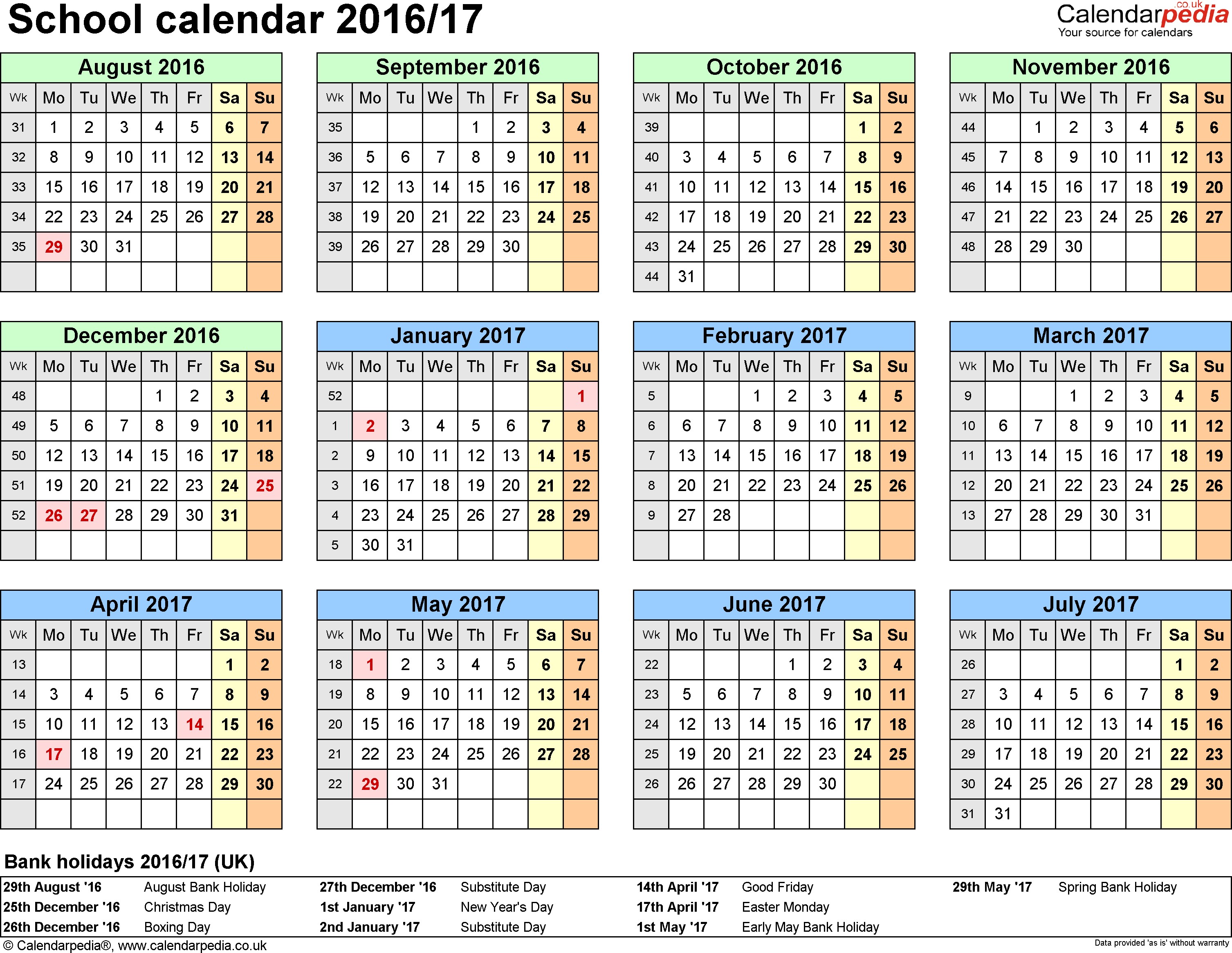 Fresh School Year Printable Calendar | Free Printable Calendar Monthly