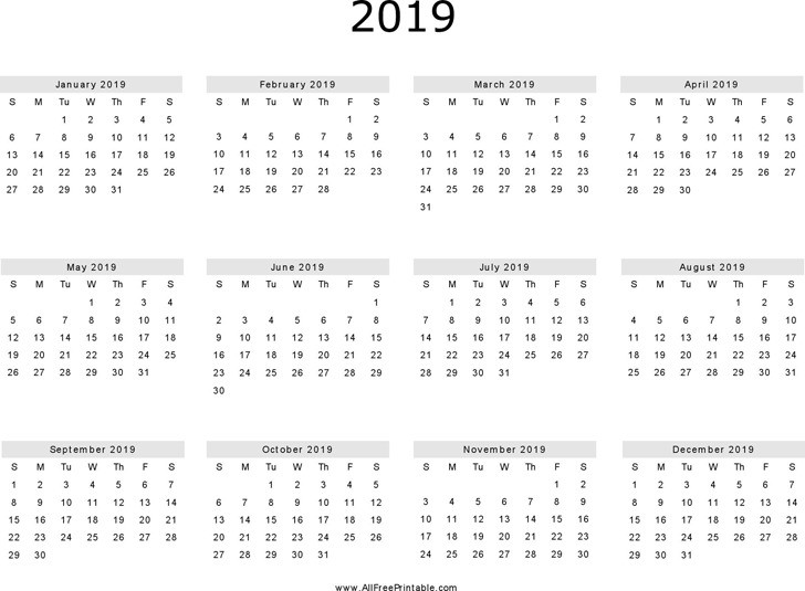 yearly calendar 2019 1122