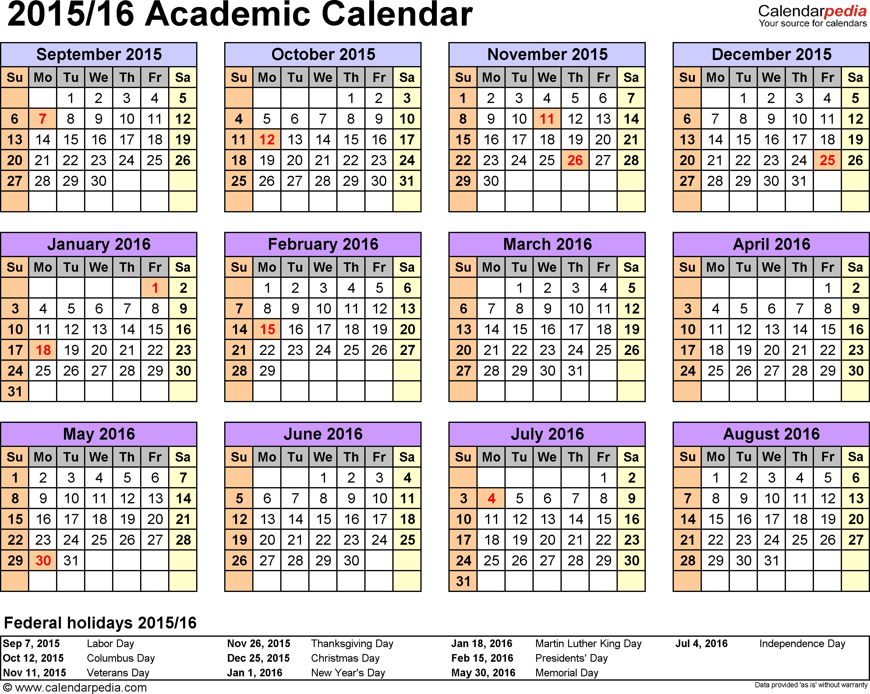 academic calendar 2015 2016 pdf templates