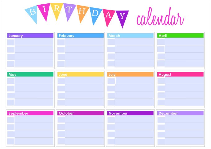 Birthday Calendar Printable Birthday Calendar Calendar Template