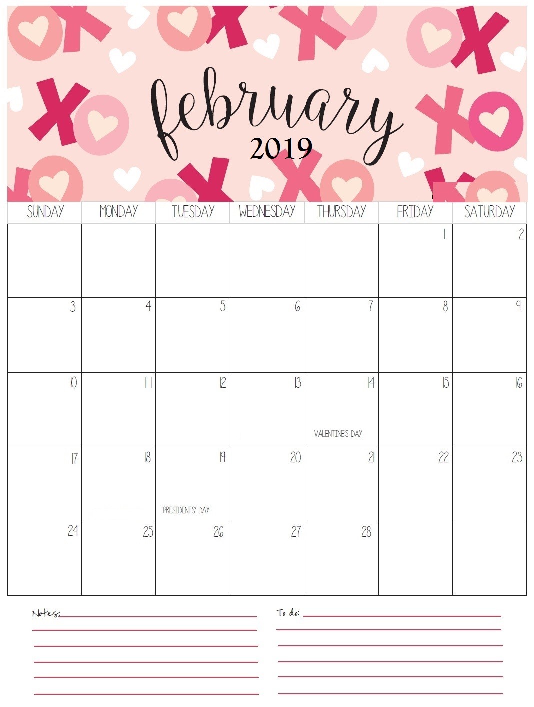 monthly printable calendar 2019