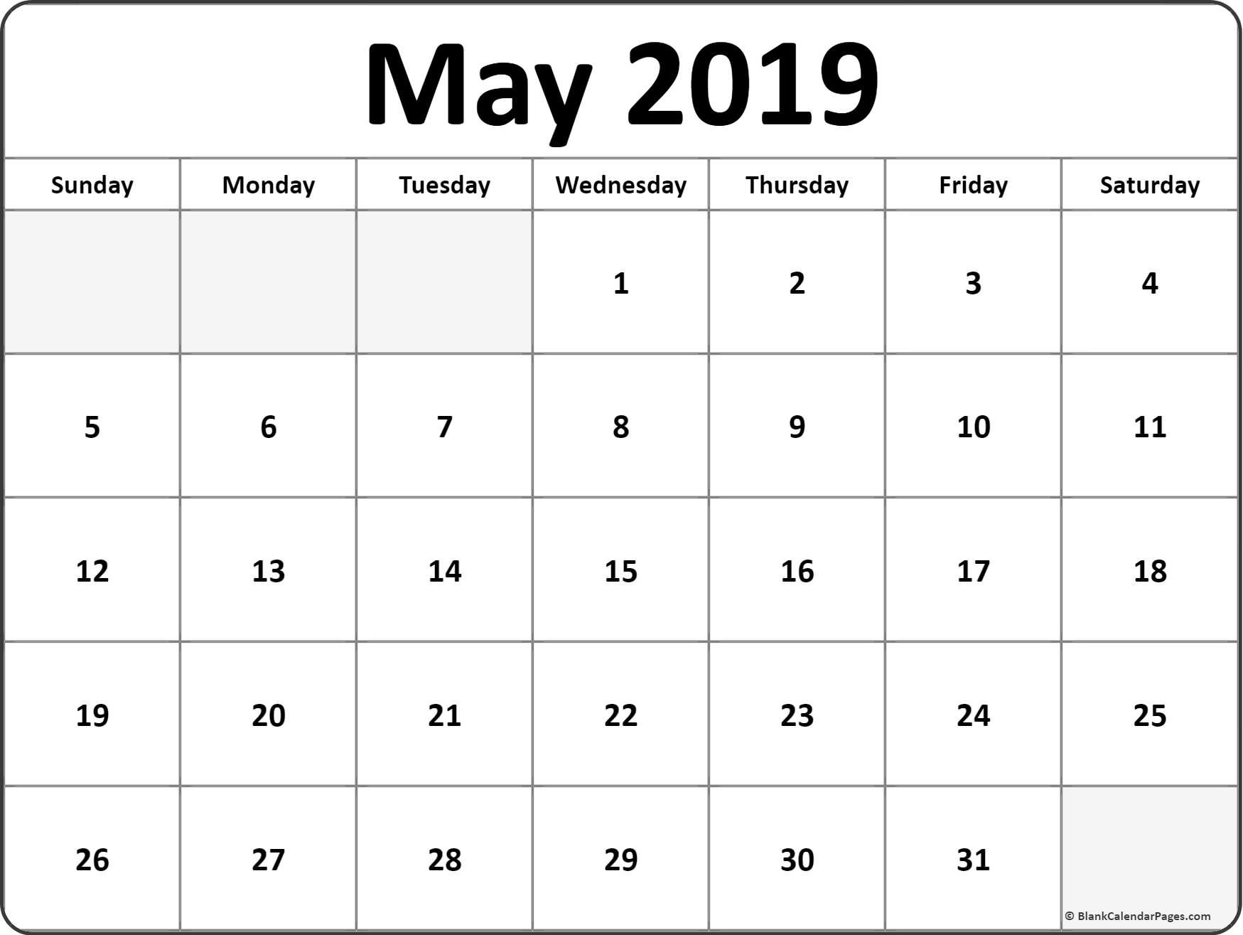 CAL=May 2019 calendar