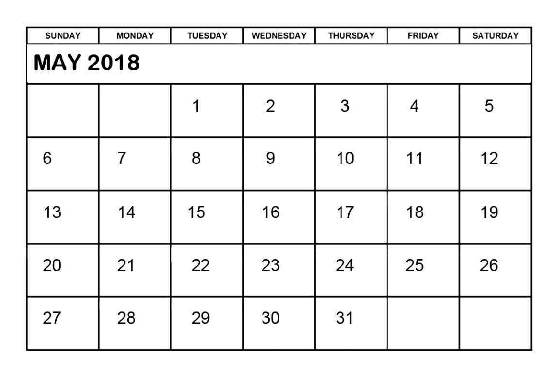 Calendar Printable Pdf May 2018 Calendar Pdf Printable