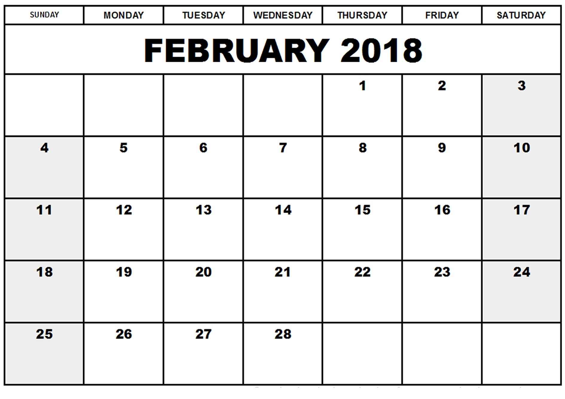 Calendar Templates Printable Free February 2018 Printable Calendar Template