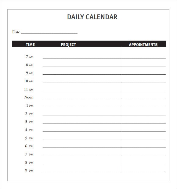 daily calendar template