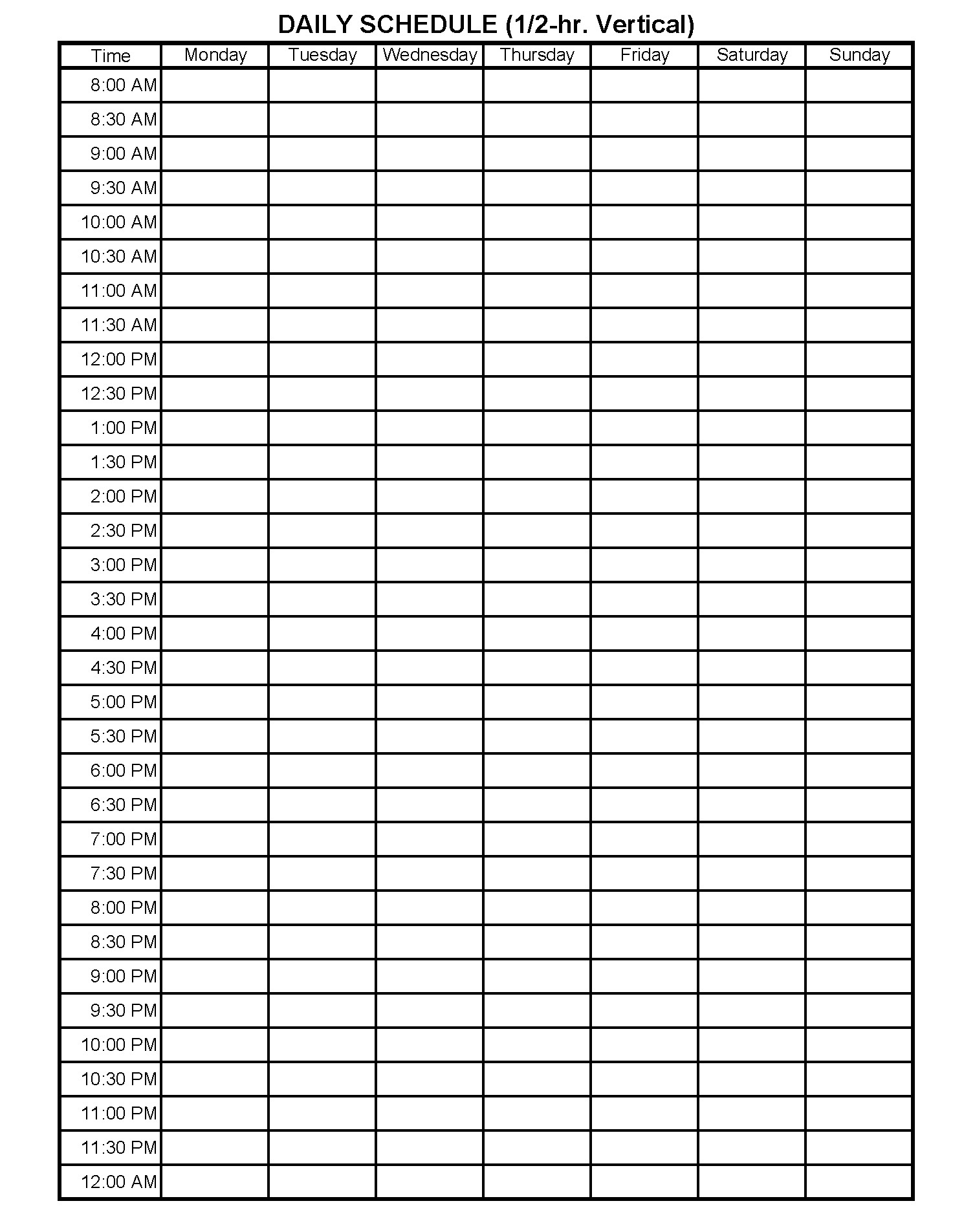 Daily Calendar Printable Daily Planner Template Schedule Planner