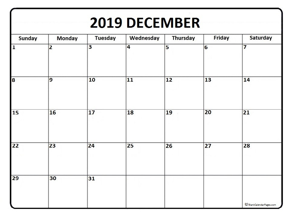 CAL=December 2019 calendar