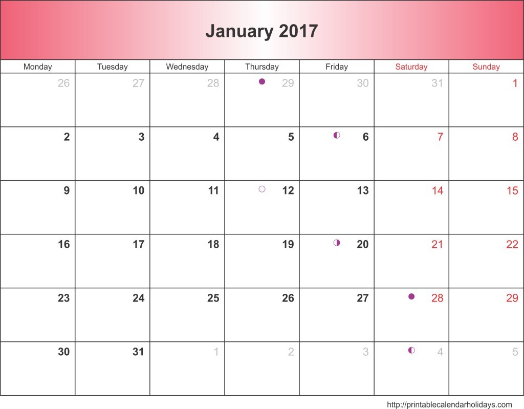 E Printable Calendars 2017 Calendar Template