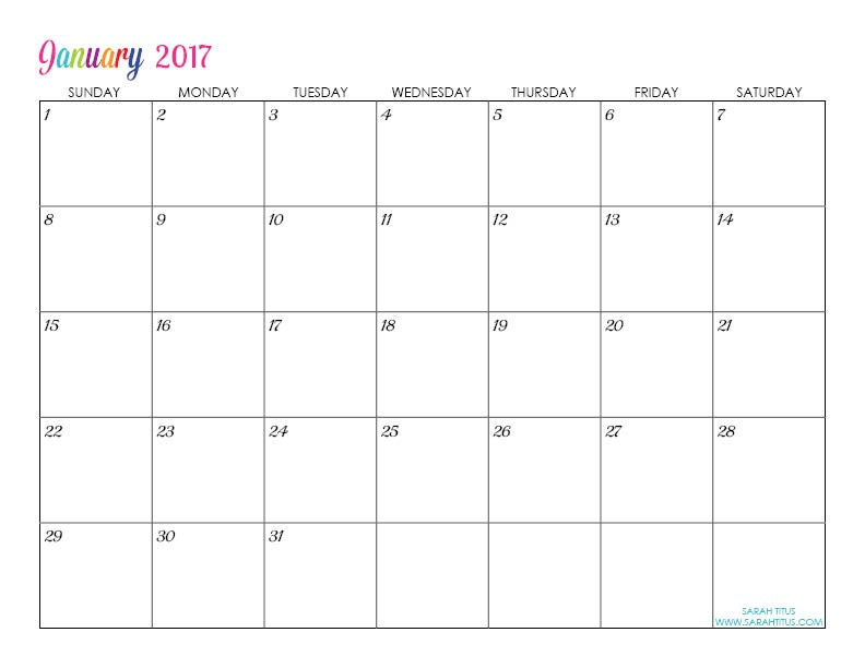 Editable Printable Calendar Custom Editable Free Printable 2017 Calendars Sarah Titus