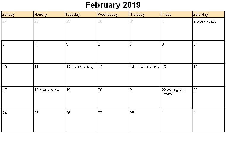 february 2019 calendar with holidays 1604