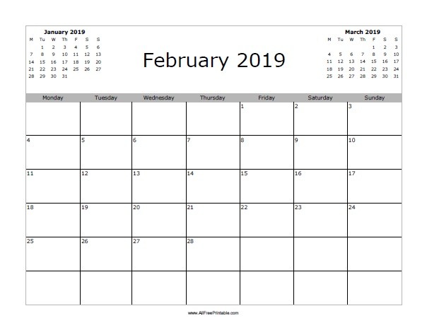 february 2019 calendar