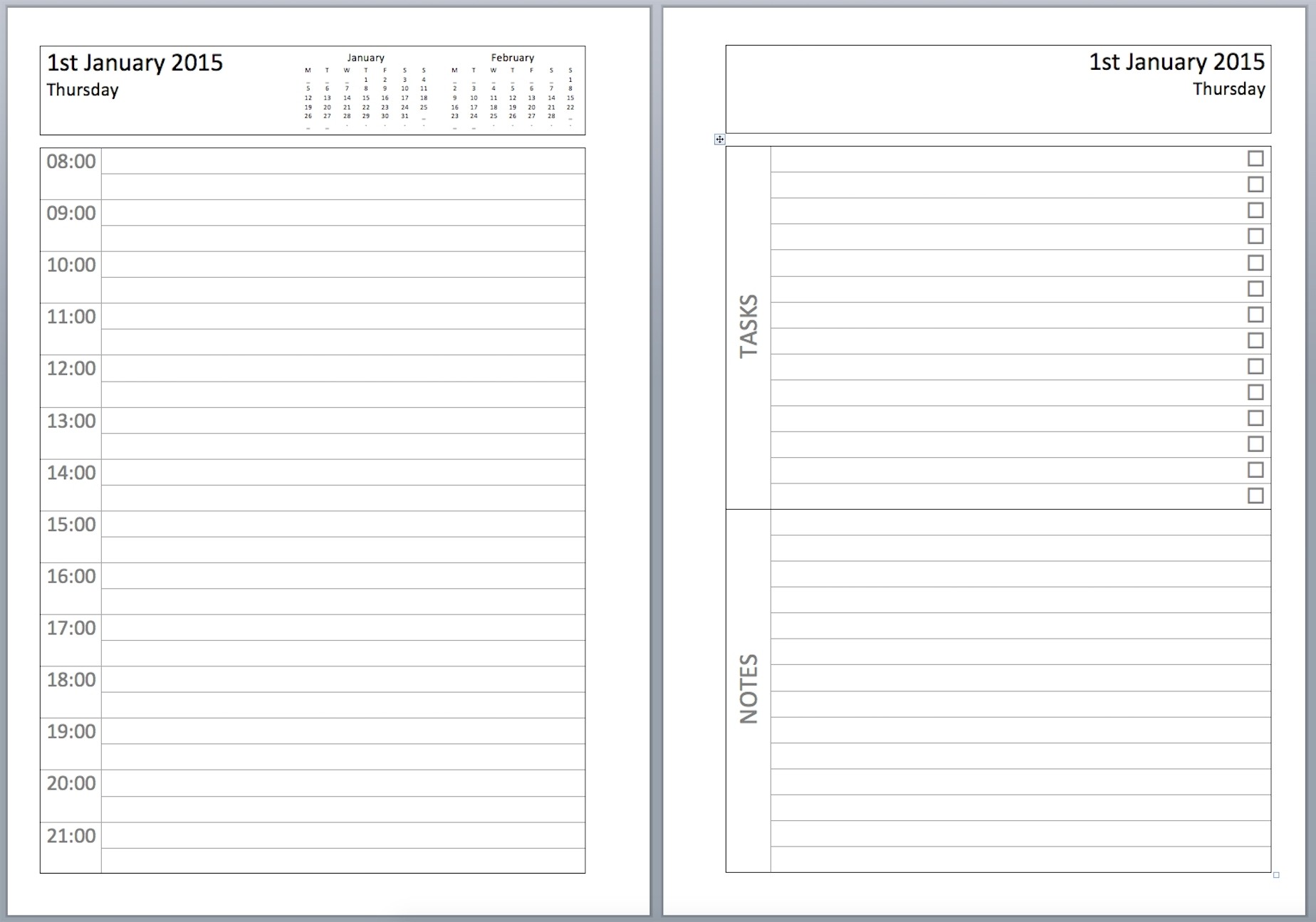 free daily planner template 2018