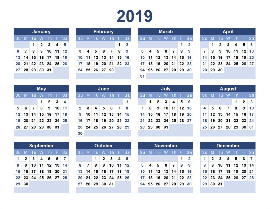 Free Printable Daily Calendar 2019 Free Printable Calendar 2019 Templates